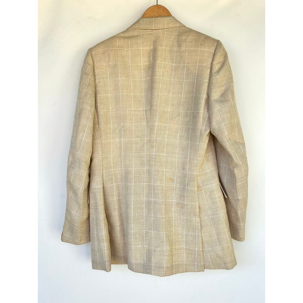 Vintage Yves Saint Laurent Oversized Blazer Suit Jacket Linen Beige YSL Medium - Picture 4 of 11